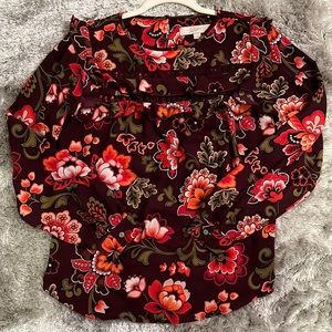 LOFT burgundy floral top